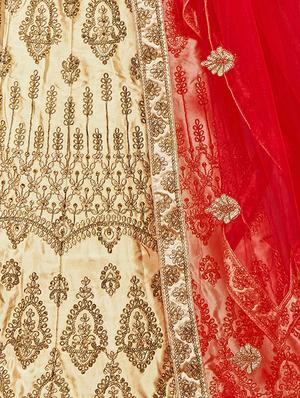 Gold embroidered flared lehenga - 16484085 - Standard Image - 4