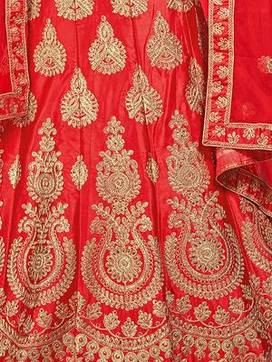 Gold embroidered a-line lehenga - 16484094 - Standard Image - 4