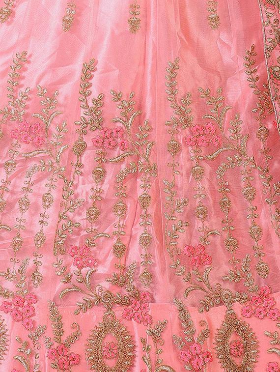 gold embroidered flared lehenga - 16484101 - Zoom Image - 4