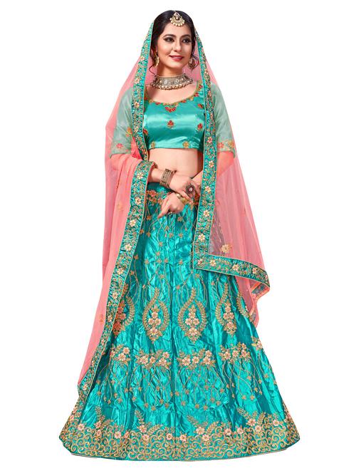 embroidered flared lehenga - 16484108 - Standard Image - 1