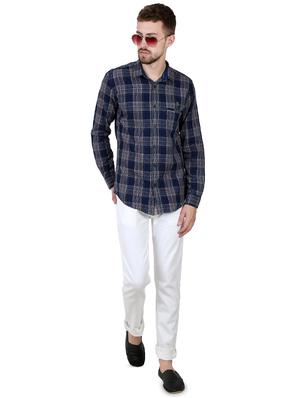 navy blue checkered casual shirt - 16484192 - Standard Image - 4