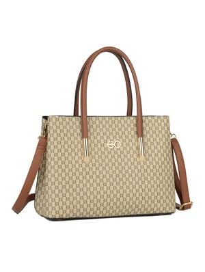 beige leatherette (pu) regular handbag - 16484495 - Standard Image - 4