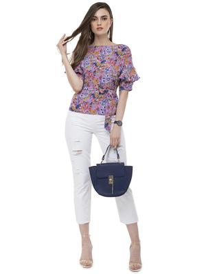 bell sleeved tie knot floral top - 16486061 - Standard Image - 4