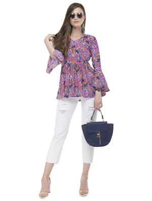 v-neck pleated floral top - 16486063 - Standard Image - 4