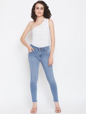frayed detail high rise jeans - 16489176 - Standard Image - 4