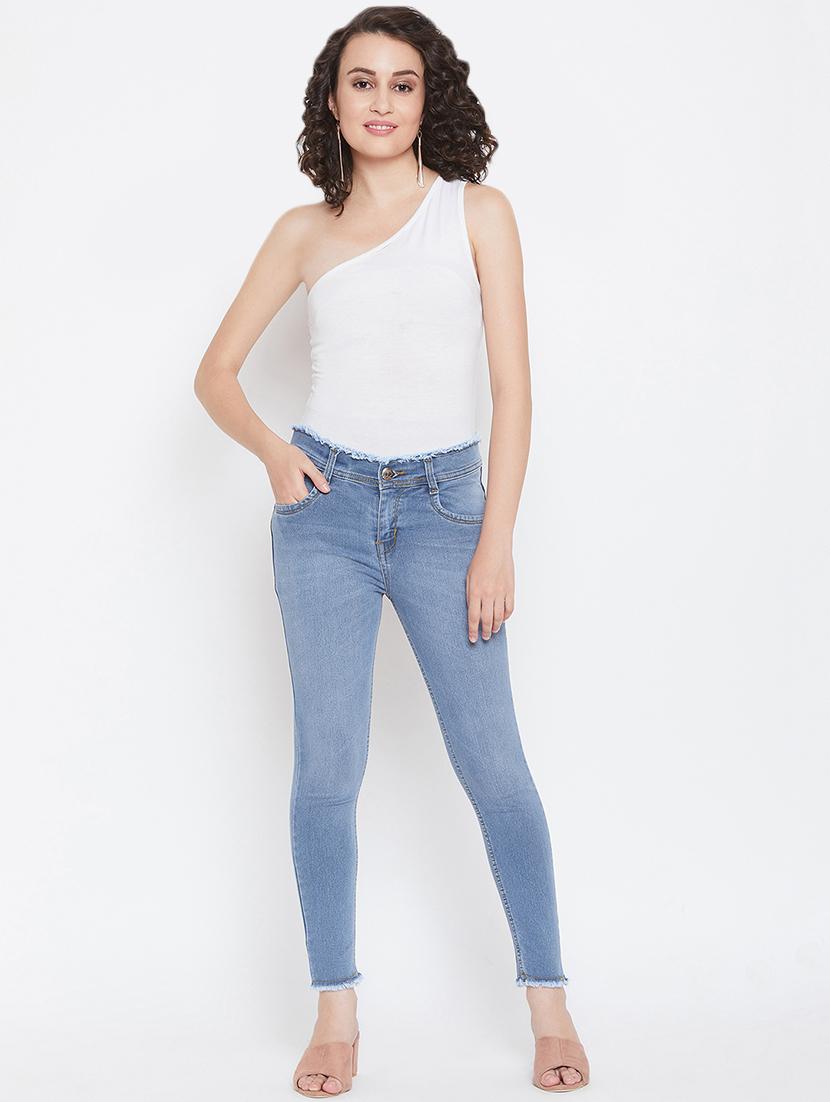 frayed detail high rise jeans - 16489176 - Zoom Image - 4