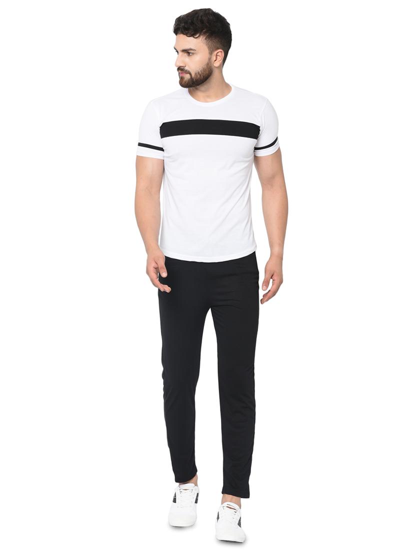 black solid full length track pant - 16489901 - Zoom Image - 4