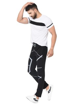 black printed full length track pant - 16489906 - Standard Image - 4