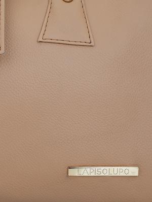 beige leatherette (pu) regular handbag - 16491807 - Standard Image - 4