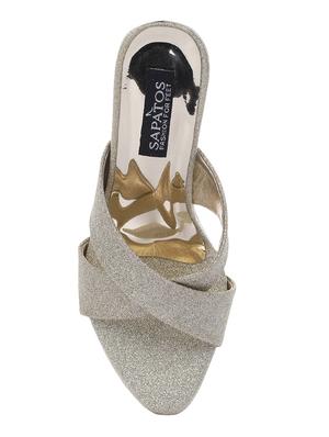 gold slip on sandals - 16492931 - Standard Image - 4