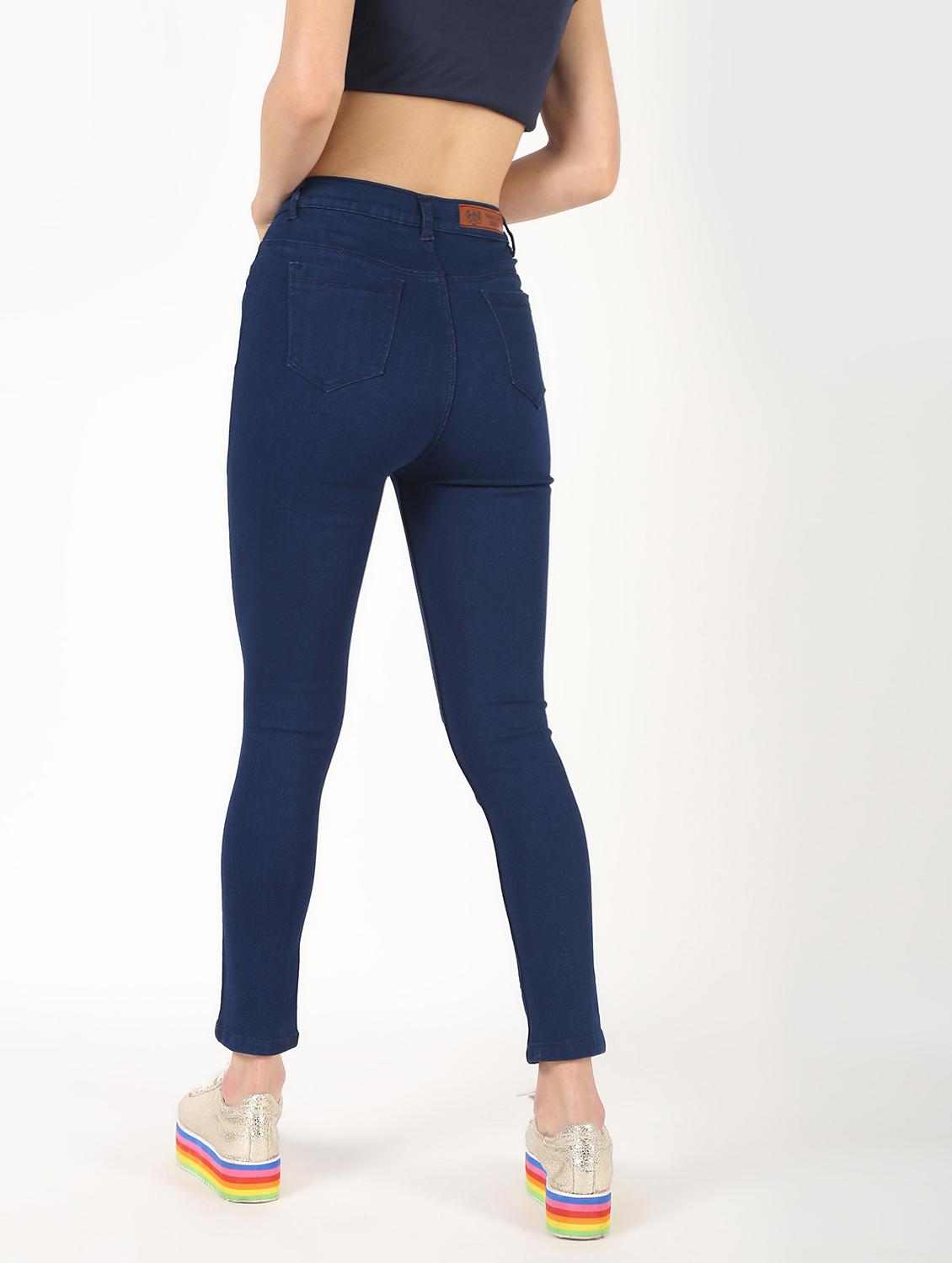 high rise knee slit jeans - 16493030 - Zoom Image - 4