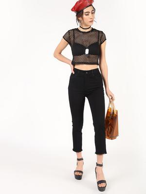 high rise frayed hem jeans - 16493062 - Standard Image - 4
