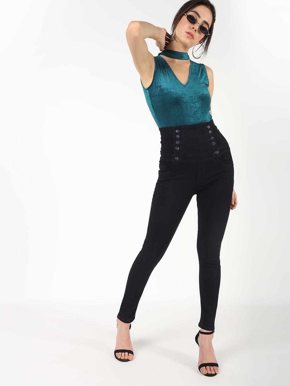 high rise button detail jeans - 16493091 - Zoom Image - 4