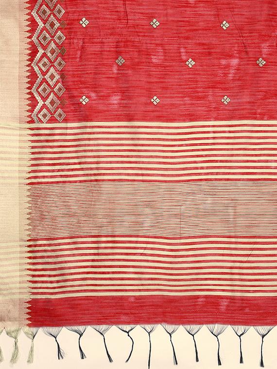 bordered woven saree with blouse - 16493243 - Zoom Image - 4