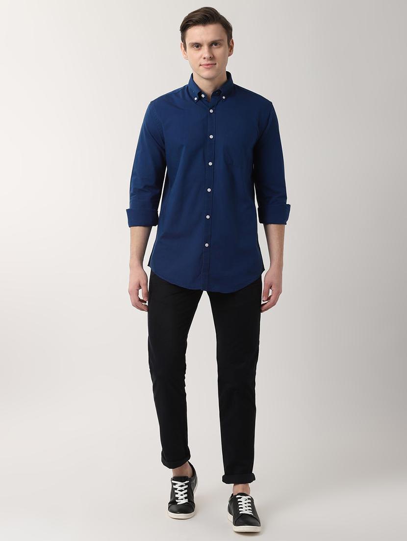 navy blue solid casual shirt - 16493892 - Zoom Image - 4