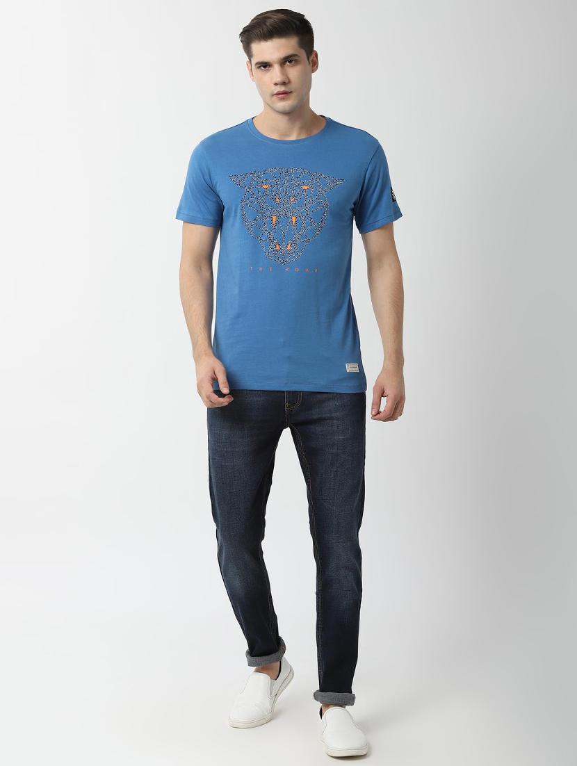 blue chest print t-shirt - 16493948 - Zoom Image - 4