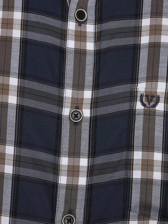navy blue checkered casual shirt - 16496172 - Zoom Image - 4