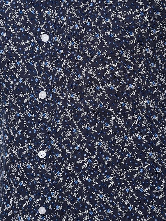navy blue floral print casual shirt - 16496179 - Zoom Image - 4
