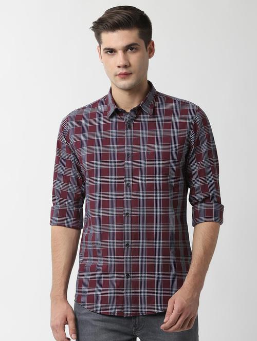 purple checkered casual shirt - 16496298 - Standard Image - 1