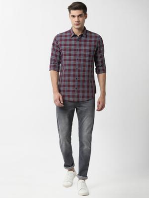 purple checkered casual shirt - 16496298 - Standard Image - 4