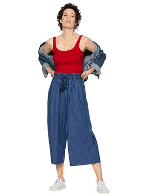 drawstring waist denim trouserv - 16496983 - Standard Image - 4