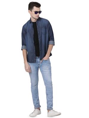 navy blue faded casual shirt - 16497169 - Standard Image - 4
