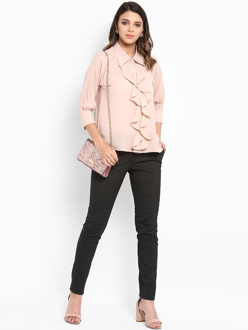 ruffled neck solid shirt - 16497341 - Zoom Image - 4