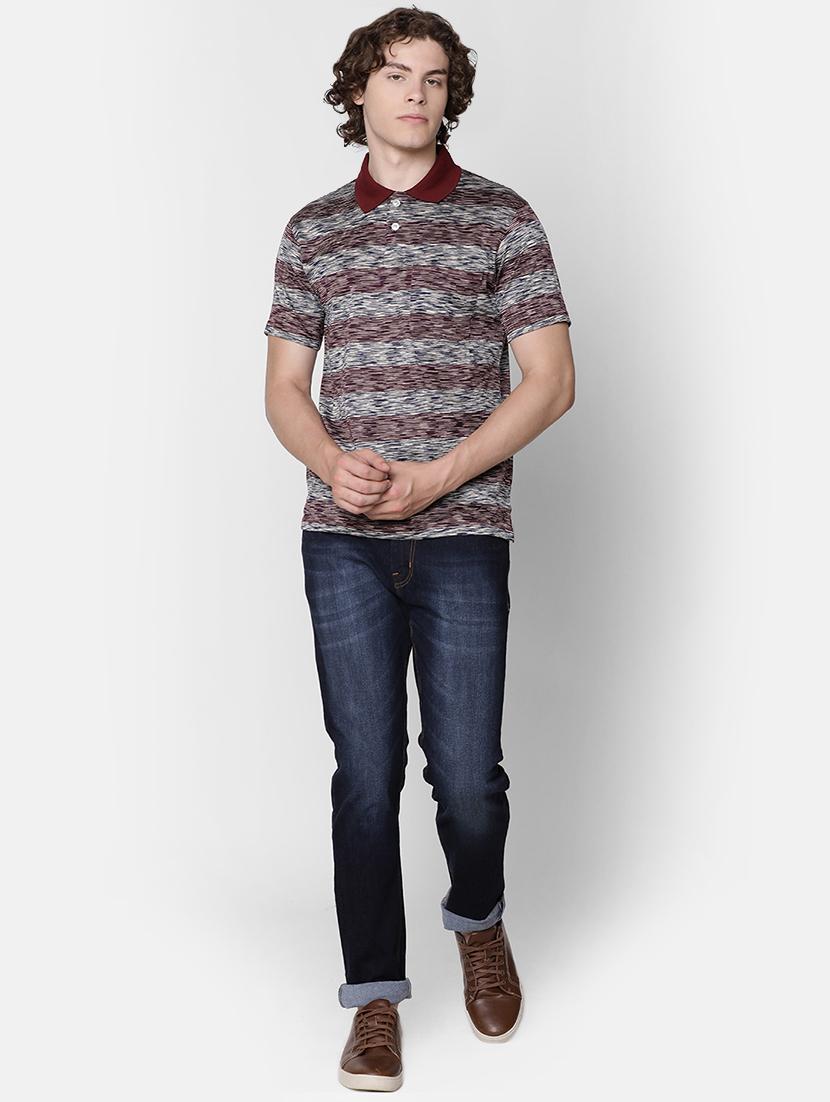 maroon striped collared t-shirt - 16497891 - Zoom Image - 4