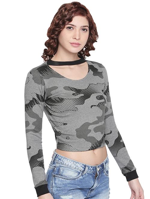 choker neck camouflage tee - 16498745 - Standard Image - 1