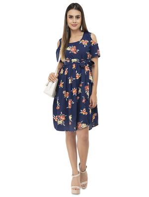 cold shoulder floral flared dress - 16501182 - Standard Image - 4