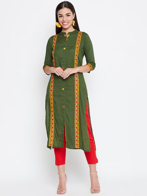 embroidered straight kurta - 16502283 - Standard Image - 1