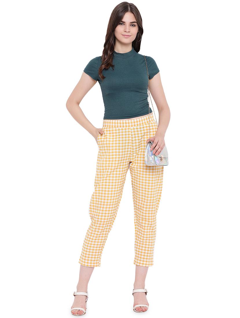 gingham flat front crop trousers - 16503933 - Zoom Image - 4