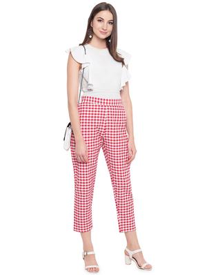 gingham flat front crop trousers - 16503936 - Standard Image - 4
