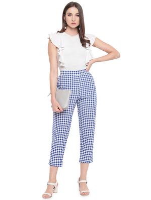 gingham flat front crop trousers - 16503937 - Standard Image - 4