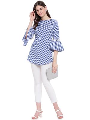 bell sleeved gingham tunic - 16503940 - Standard Image - 4