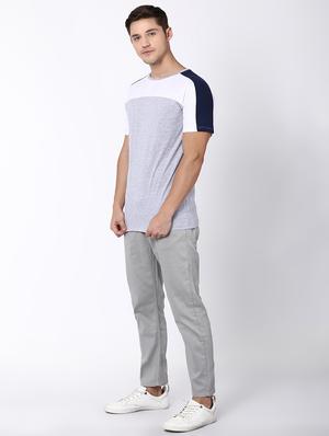 grey color block cut & sew t-shirt - 16505576 - Standard Image - 4