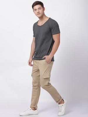 beige solid cargo trouser - 16505674 - Standard Image - 4