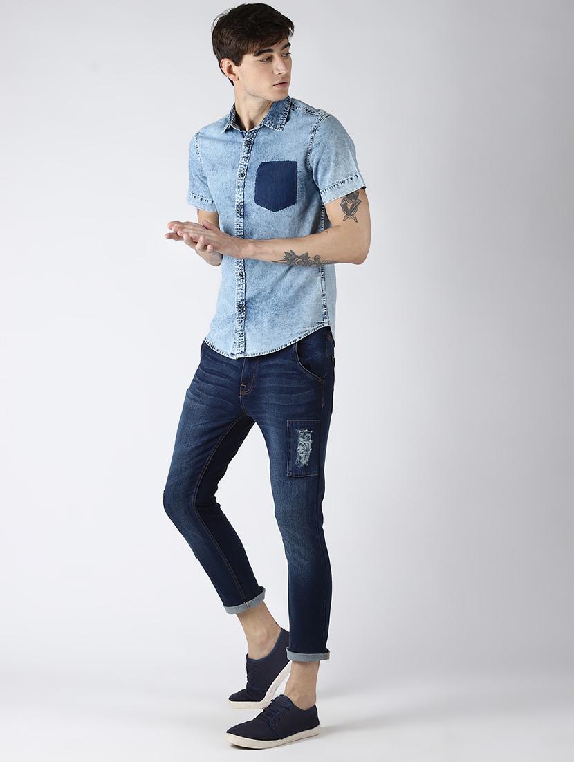 blue light washed ripped denim jeans - 16505807 - Zoom Image - 4
