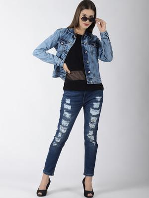 high rise distressed jeans - 16505812 - Standard Image - 4
