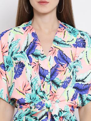 tie knot front button detail a-line dress - 16506783 - Standard Image - 4