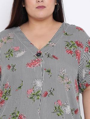 v neck striped a-line plus dress - 16506785 - Standard Image - 4