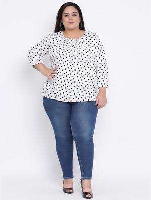 pleated polka dots plus top - 16506799 - Standard Image - 4