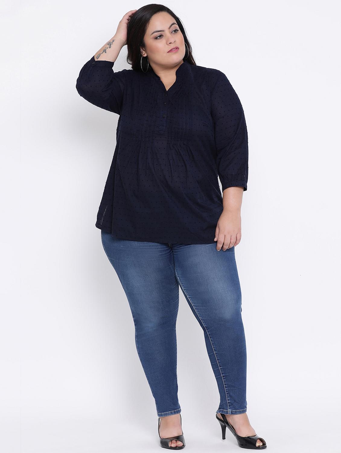 mandarin neck pleated plus tunic - 16506842 - Zoom Image - 4