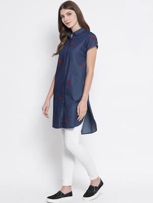 concealed placket embroidered tunic - 16506859 - Standard Image - 4