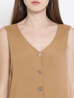 v-neck button detail jumpsuit - 16506879 - Standard Image - 4