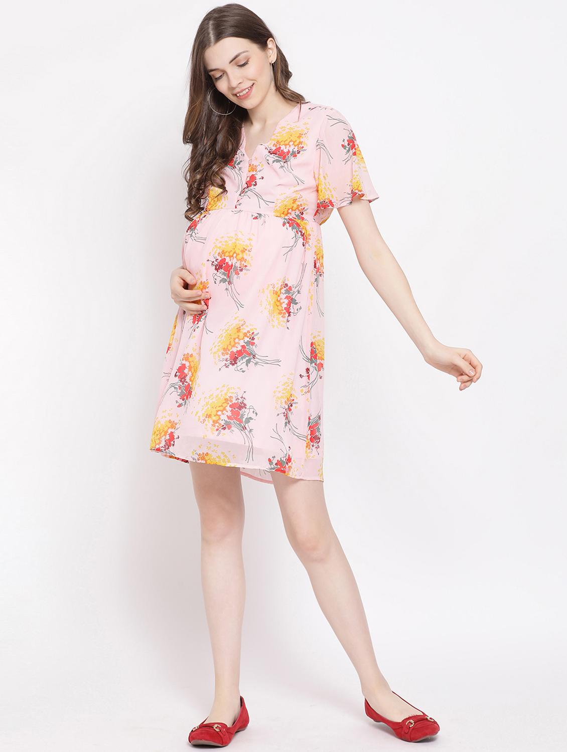 v neck floral maternity dress - 16506889 - Zoom Image - 4