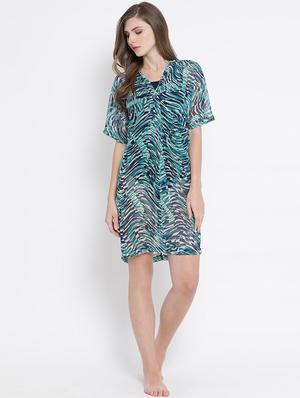 v neck geometric print coverup - 16506914 - Standard Image - 4