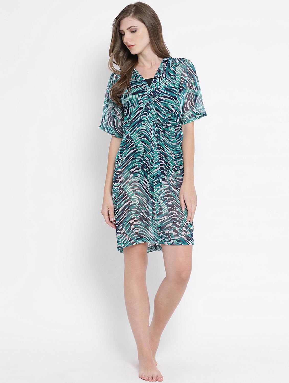 v neck geometric print coverup - 16506914 - Zoom Image - 4