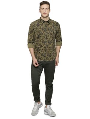 olive green floral print casual shirt - 16508636 - Standard Image - 4