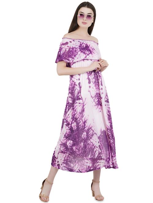 off shoulder cape sleeved a-line dress - 16508845 - Standard Image - 1